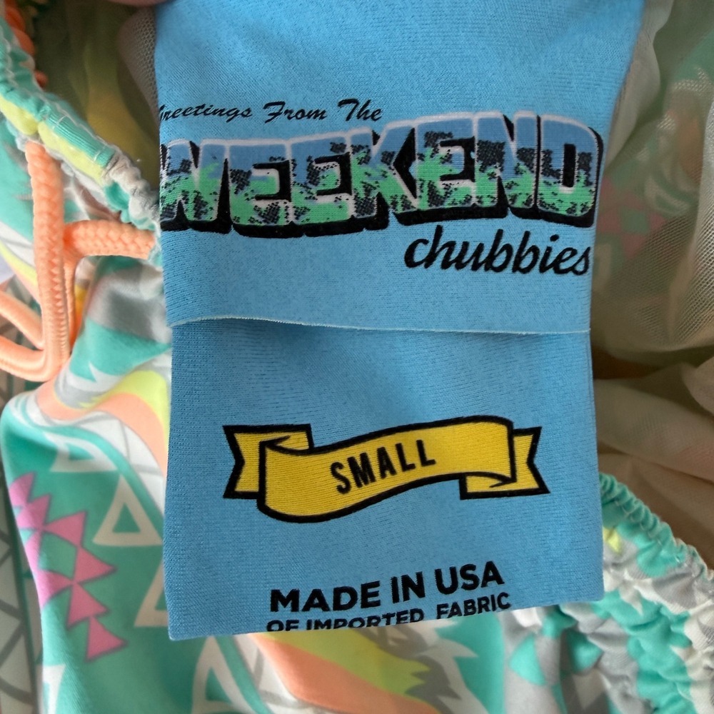 Chubbies Mens Swim Trunks Small Teal Geometric Southwestern Print Mesh Lined - Picture 7 of 9